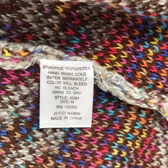 Entro Sweater Womens Medium Ivory Multi Cardigan Sleeveless Hooded Fringe Aztec - Picture 7 of 10